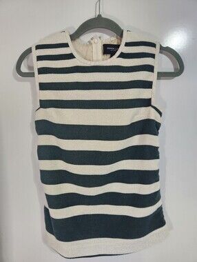 Derek Lam Green and Cream Striped Sleeveless Top, Size Small